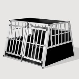 Aluminum Large Double Door Dog cage With Separate board 65a 104 06-0776 gmtpet.cn