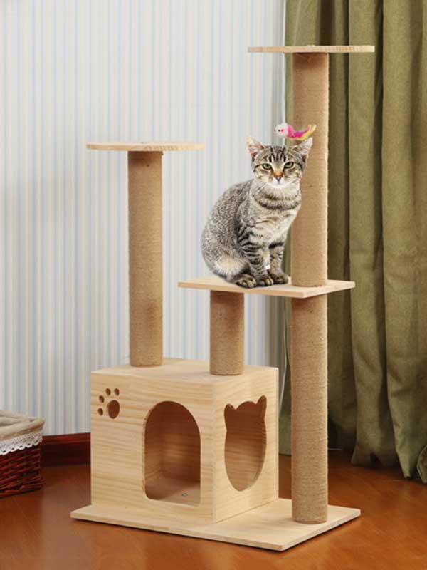 Torre de escalada para gatos, coluna de corda de cânhamo de pinho, escada, casa de gato 06-1163 gmtpet.cn