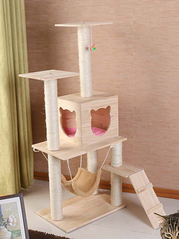Árvore de madeira para gatos OEM – sala para gatos com estrutura de escalada para gatos 06-1160 gmtpet.cn