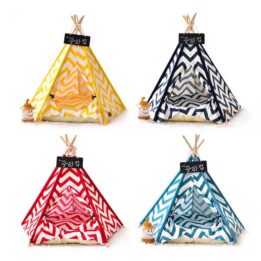 Dog Bed Tent: Multi-color Pet Show Tent Portable Outdoor Play Cotton Canvas Teepee 06-0941 gmtpet.cn