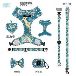 Pet harness factory new dog leash vest-style printed dog harness set small and medium-sized dog leash 109-0003 gmtpet.cn