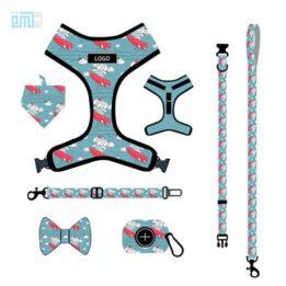 Pet harness factory new dog leash vest-style printed dog harness set small and medium-sized dog leash 109-0006 gmtpet.cn
