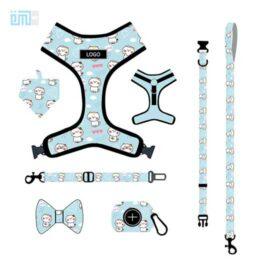 Pet harness factory new dog leash vest-style printed dog harness set small and medium-sized dog leash 109-0007 gmtpet.cn