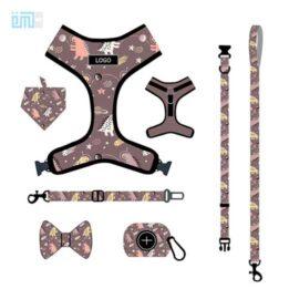 Pet harness factory new dog leash vest-style printed dog harness set small and medium-sized dog leash 109-0010 gmtpet.cn