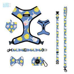 Pet harness factory new dog leash vest-style printed dog harness set small and medium-sized dog leash 109-0018 gmtpet.cn