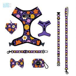Pet harness factory new dog leash vest-style printed dog harness set small and medium-sized dog leash 109-0021 gmtpet.cn