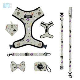 Pet harness factory new dog leash vest-style printed dog harness set small and medium-sized dog leash 109-0022 gmtpet.cn
