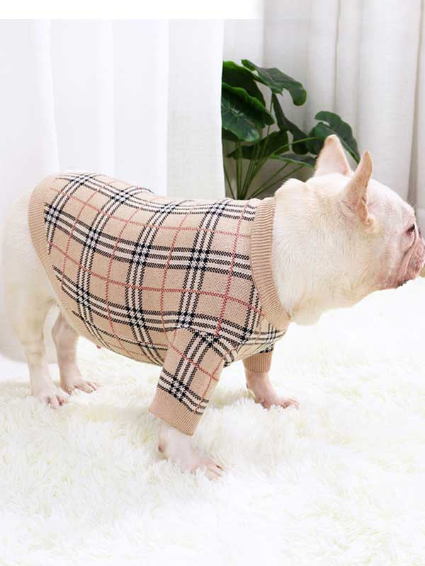 GMTPET Pug dog fat dog core yarn wool autumn and winter new warm winter plaid fighting Bulldog sweater clothes 107-222020 gmtpet.cn