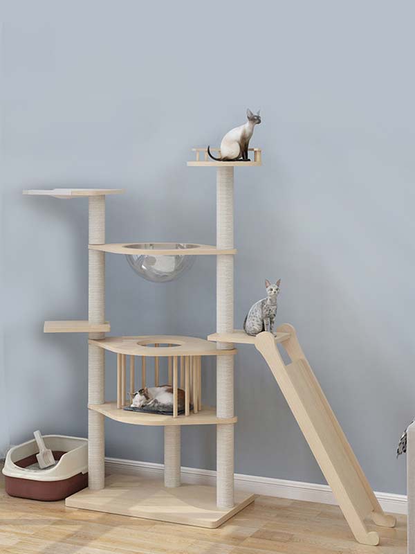 Wholesale pine solid wood multilayer board cat tree cat tower cat climbing frame 105-212 gmtpet.cn