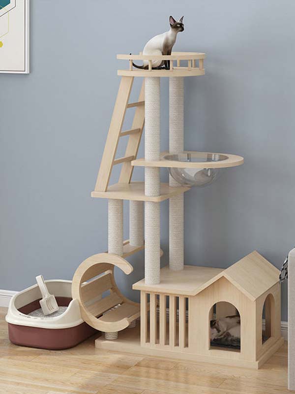 Condomínios para gatos por atacado | Torre Cat OEM | Árvore de gato legal de madeira maciça 105-216 gmtpet.cn