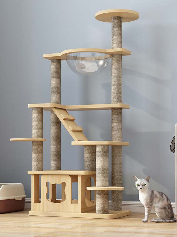 atacado-pinho-madeira maciça-placa multicamadas-gato-árvore-torre-gato-quadro de escalada para gatos-105-219 gmtpet.cn