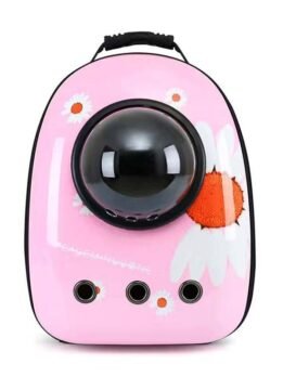 Pink Daisy Upgraded Side Opening Pet Cat Backpack 103-45021 gmtpet.cn