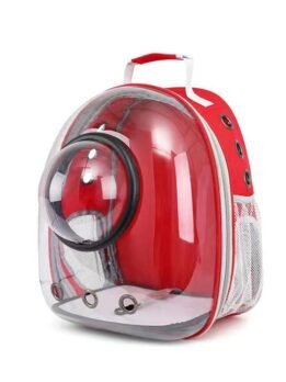 Transparent red pet cat backpack with hood 103-45034 gmtpet.cn