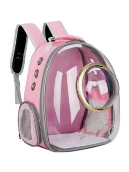 Transparent Gold Ring Pink Pet Cat Backpack 103-45046 gmtpet.cn