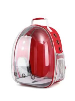 Transparent red pet cat backpack with side opening 103-45052 gmtpet.cn